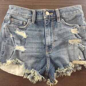 Hollister Vintage Jeans Blue Shorts High Rise Size 00 w23